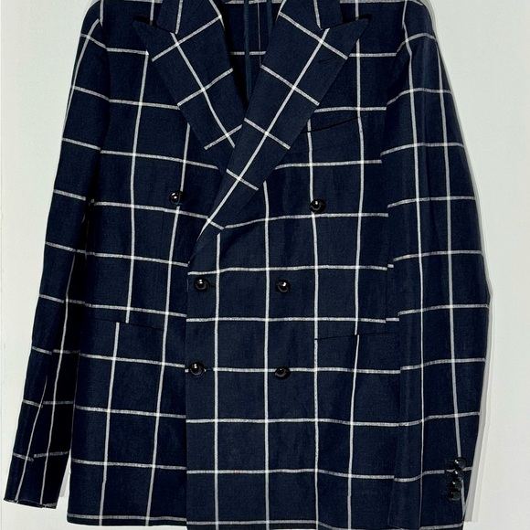 Tagliatore 40R linen wool double breasted blazer like new - Picture 2 of 7
